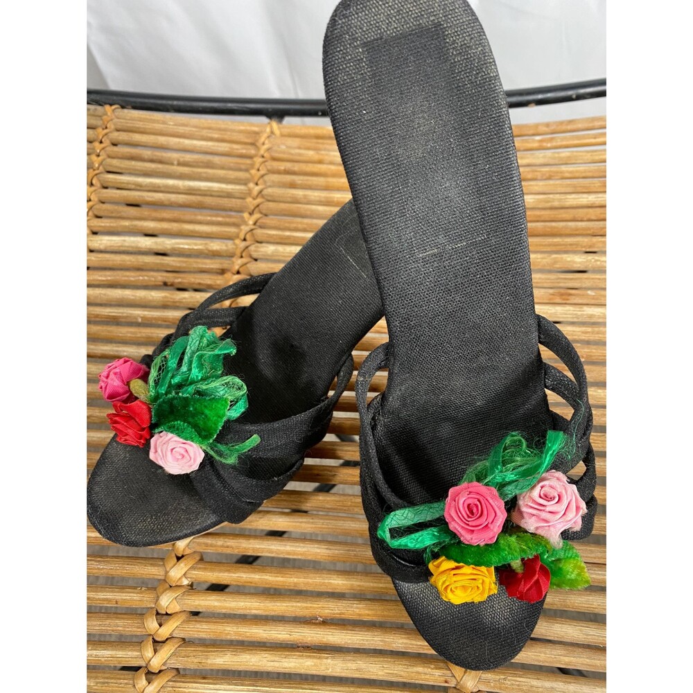 Vintage 1950s Millinery Flower Heels, Hollywood Glamour Shoes, Size 5 1/2